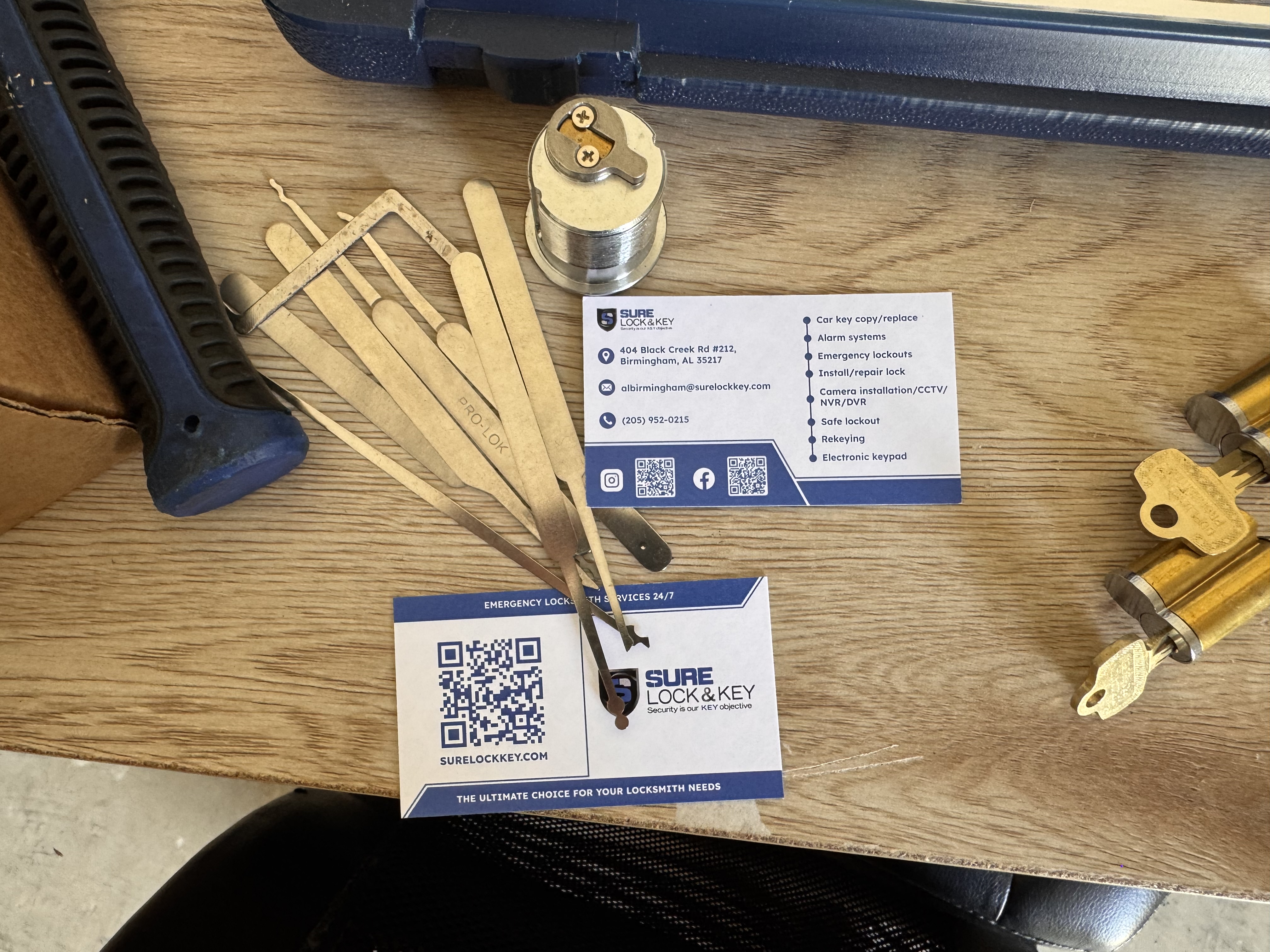 Sure Lock & Key business card